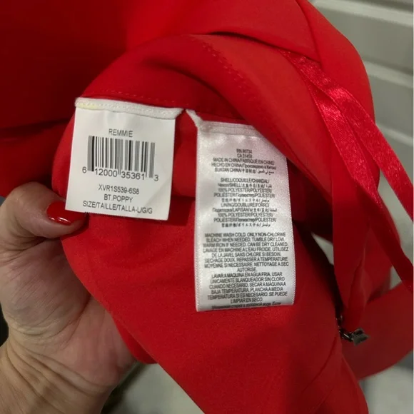 BCBGMaxAzria Peplum Vibrant Red Top Size L Open Back EUC - Picture 4 of 4